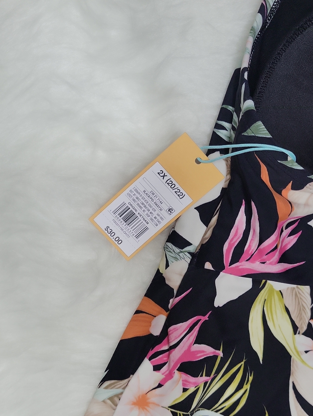 Floral Black Swim Tank Top Size: 2x - Picture 9 of 9